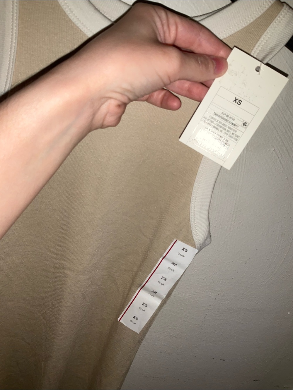 a new day Beige Tank Top with White Trim - Picture 2 of 4